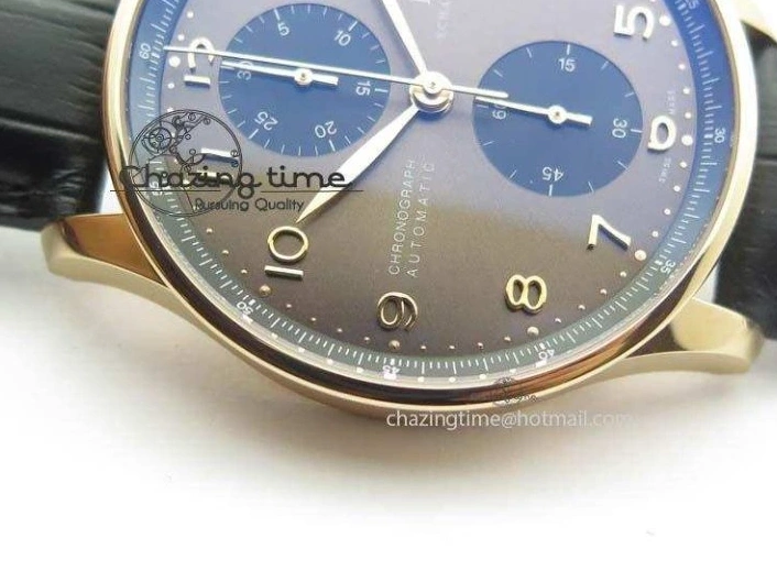 MIROTIME 0325 Classic Portuguese IW371482 ZF 1:1 Best Edition RG Gray Dial Gold Markers On Black Leather Strap A 7265